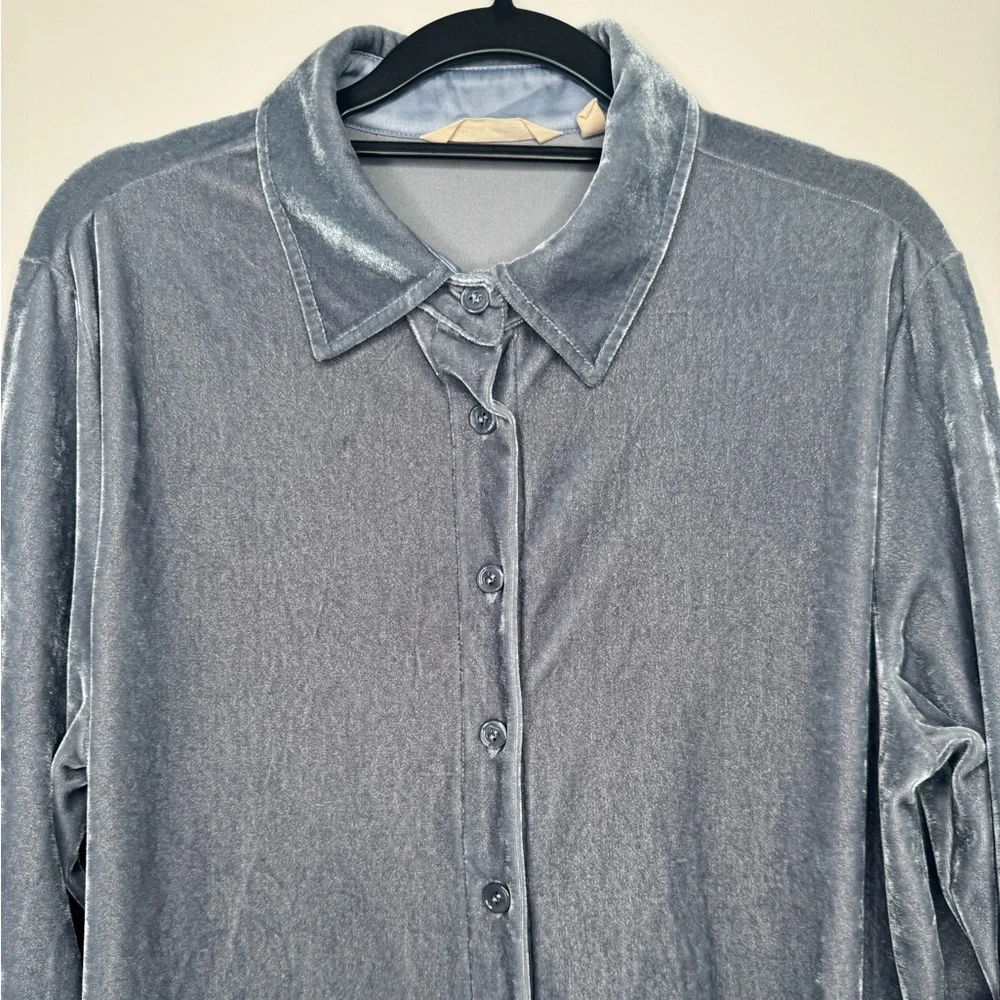 Soft Surroundings velvet boyfriend tunic shirt womens M Forest whimsigoth boho